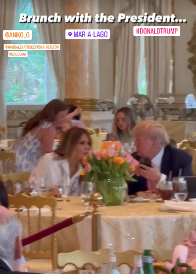 Melania Trump and Donald Trump share an Easter meal together at their resort in Florida.