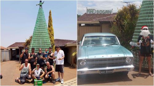 Perth man builds Christmas tree entirely from VB cans 