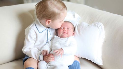 When Princess Charlotte was born, Kensington Palace released a cute photo of Prince George with his sister. (AAP)