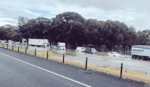 Vehicles were stranded on the Hume Highway in Victoria, sparking some dramatic rescues by helicopter.