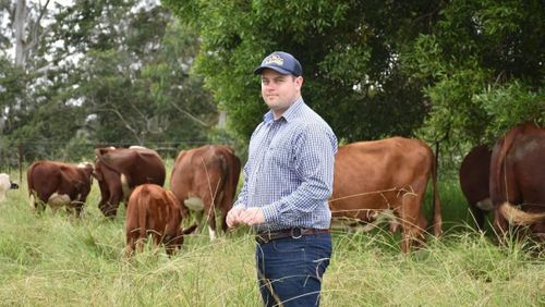 Josh Gilbert at his farm in Gloucaster. 