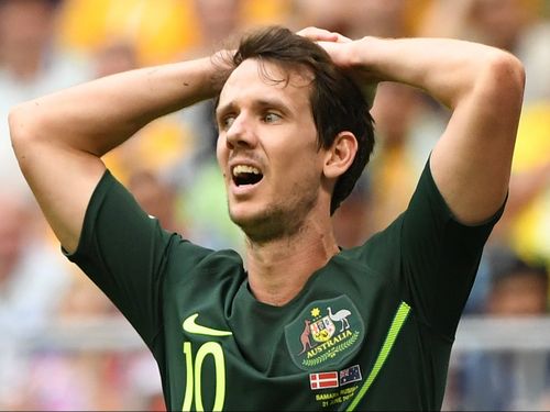 Socceroos winger Robbie Kruse has copped a wave of online abuse after Australia tied 1-1 with Denmark. (AAP)