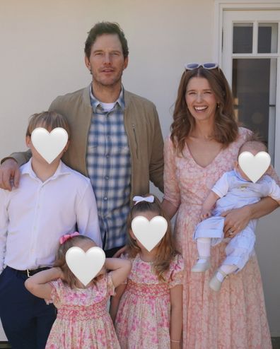 Chris Pratt and Katherine Schwarzenegger with kids Jack, Lyla, Eloise and Ford