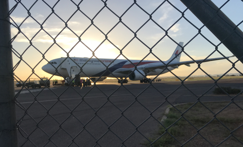 Terrified passengers feel lucky to be alive after the plane landed safely in Alice Springs. (Grenville Turner)