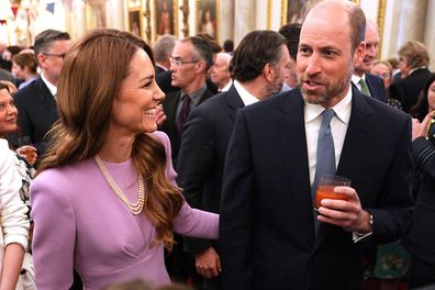 LONDON, ENGLAND - APRIL 21: Catherine, Princess of Wales and Prince William, Prince of Wales attend a reception at Buckingham Palace, on the 100th anniversary of the birth of Queen Elizabeth II on April 21, 2026 in London, England. (Photo by Aaron Chown - Pool/Getty Images)