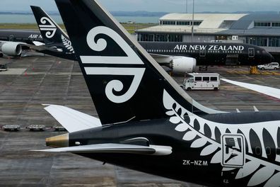 Air New Zealand passenger planes parked on the tarmac at Auckland International Airport