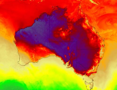 An unseasonal low-pressure trough is bringing a pool of stifling hot air from inland Australia. (Weatherzone)