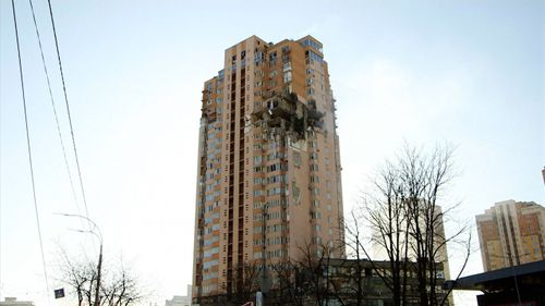 Damage from missile strike to large residential block near Kyiv Airport