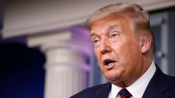 US President Donald Trump during a press briefing on August 4.