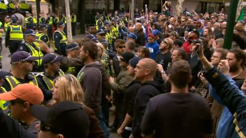 About 300 people opposed to the mosque had gathered near the Bendigo Town Hall. (9NEWS)