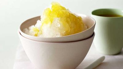 Recipe:&nbsp;<a href="http://kitchen.nine.com.au/2016/05/17/14/40/ginger-and-lime-shaved-ice-with-mango-syrup" target="_top">Ginger and lime shaved ice with mango syrup</a>