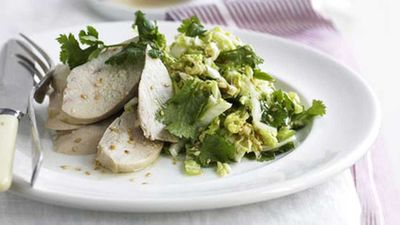 <strong>White-cooked chicken with ginger-sesame Chinese cabbage salad</strong>