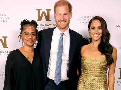 NEW YORK, NEW YORK - MAY 16: (L-R) Doria Ragland, Prince Harry, Duke of Sussex and Meghan, The Duchess of Sussex attend the Ms. Foundation Women of Vision Awards: Celebrating Generations of Progress & Power at Ziegfeld Ballroom on May 16, 2023 in New York City. (Photo by Kevin Mazur/Getty Images Ms. Foundation for Women)