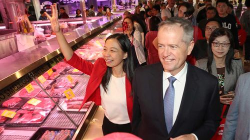 Bill Shorten campaigning with Labor candidate for Chisholm Jennifer Yang.