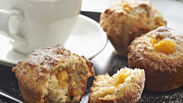 Peach and poppy seed muffin