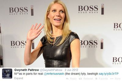That time when Gwyneth Paltrow tweeted a pic of her hanging out with Kanye West and Jay Z in Paris, captioned: "n-----s in Paris!"<br/><br/>Twitter trolls had a field day with this one, but Gwyn quickly retailiated with "hold up, it's the title of the song!" Ohh snap!<br/><br/>(Image: Getty/Twitter)