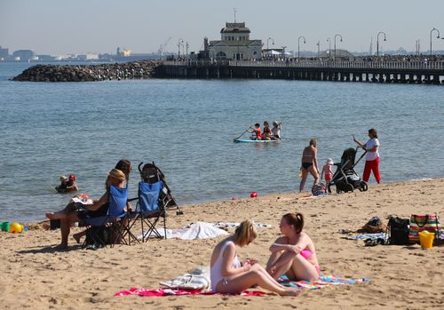 St Kilda Beach is bound to be popular over coming days as Victoria weather builds to heatwave conditions.