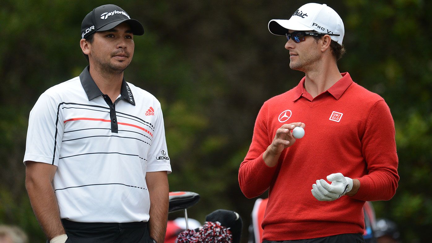 Australian golf stars Jason Day (left) and Adam Scott