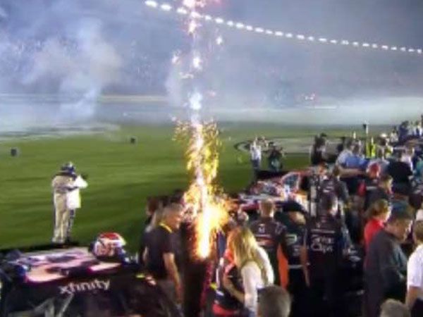NASCAR driver escapes close encounter with firework