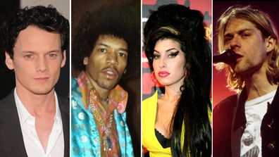 Dead, celebrities, age 27 club, Anton Yelchin, Jimi Hendrix, Amy Winehouse, Kurt Cobain
