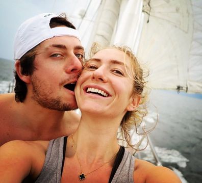 Whitney Wolfe Herd and husband sailing