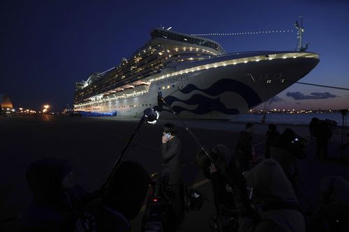 Diamond Princess cruise ship sitting at the Yokohama Port, Yokohama, Japan. 