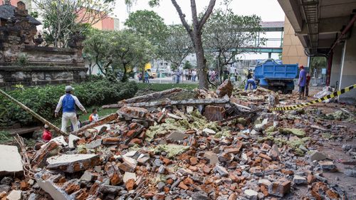 Debris this morning in Bali after last night's earthquake in Bali and Lombok.