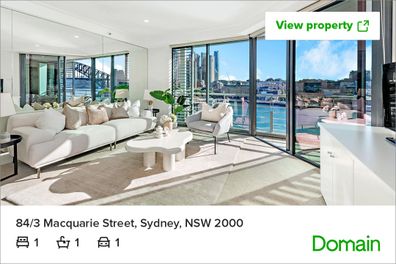 Sydney apartment harbour view Domain bridge water 