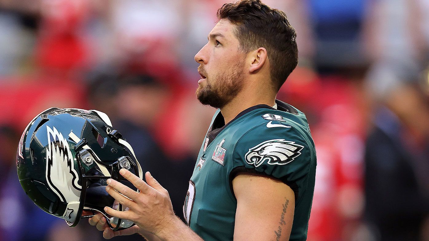 Arryn Siposs pictured in action for the Philadelphia Eagles during the Super Bowl