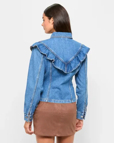 Denim Flounce Jacket - Lily Loves $50 | $50 Target jacket dupe saving shoppers $1000 on brand name jacket