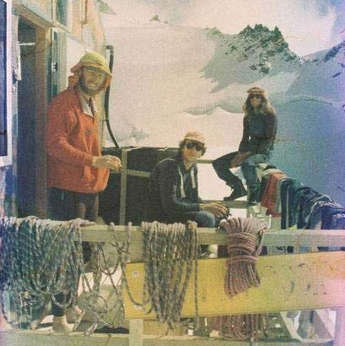 The last known image of Steve Robinson (far right) prior to him being killed in an avalanche at Mt Cook in 1997.