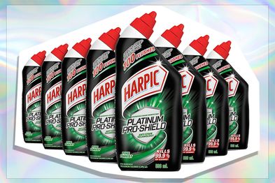 9PR: Harpic Platinum Pro-Shield Anti-Stain Technology Toilet Cleaner, Pine Forest 500mL (Pack of 8)