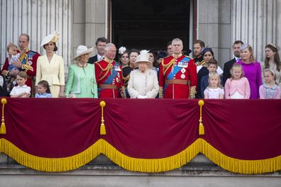 Queen Elizabeth II is joined by members of the royal family on the balcony of Buckingham Place to acknowledge the crowd after the Trooping the Colour ceremony, as she celebrates her official birthday 