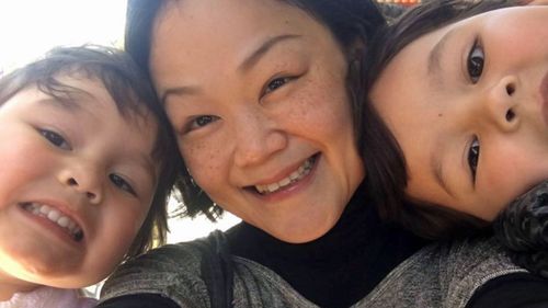 Tracy Fang with her two daughters Elizabeth and Leila. 