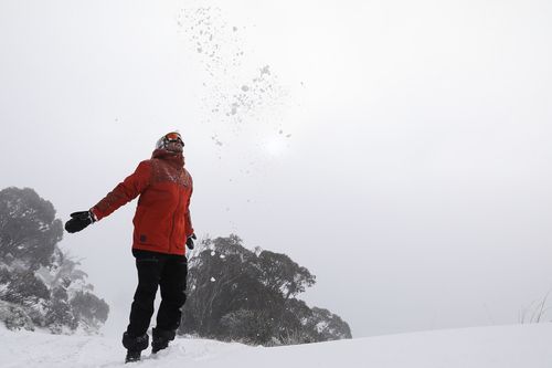 More than 51 snow guns were put into action yesterday after 10cm of snow fell over that resort. Picture: Supplied.