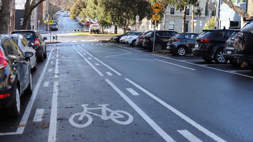 Ciclovia da estrada da rua de Melbourne Victoria Austrália