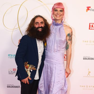 GOLD COAST, AUSTRALIA - JUNE 19: Costa Georgiadis and Hannah Moloney attend the 62nd TV Week Logie Awards on June 19, 2022 in Gold Coast, Australia. (Photo by Chris Hyde/Getty Images)