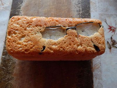 Banana bread with a side of glasses