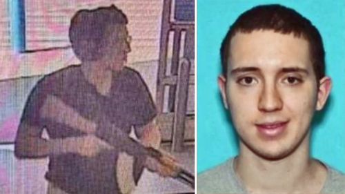 The shooter pictured entering and Walmart store, and (right) the man arrested over the massacre, Patrick Crusius. 