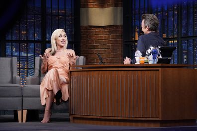 Singer Miley Cyrus during an interview with host Seth Meyers on Late Night with Seth Meyers on May 16, 2022 