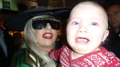 Lady Gaga makes a baby cry