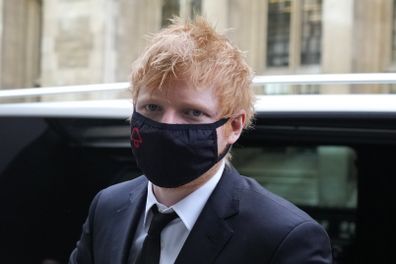 Musician Ed Sheeran arrives at Rolls Building, High Court in central London, Tuesday, March 15, 2022. Musicians Sami Chokri and Ross O'Donoghue declare the 2017 hit song 