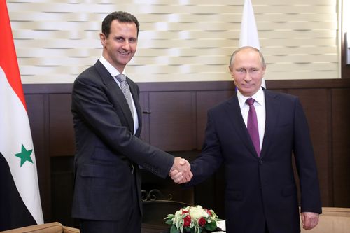 Syrian President Bashar Al-Assad and Russian counterpart Vladimir Putin have come under fire in tweets from Mr Trump. (AAP)