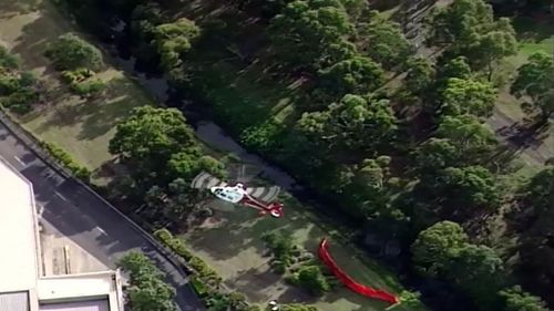 An aerial shot of the area where the body of the toddler was found in the early hours of Sunday. (9NEWS)