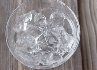 Stock image of bowl of ice water
