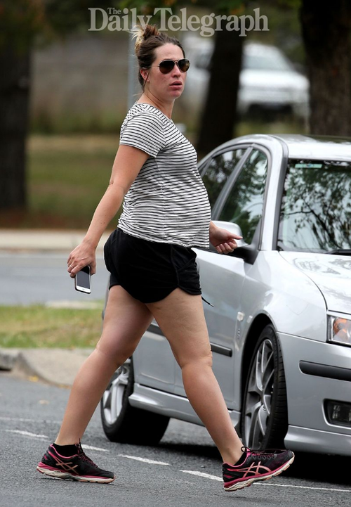 The Daily Telegraph's front page photograph of a pregnant Vikki Campion.
