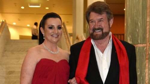 Jacqui Lambie and Derryn Hinch strike a pose in coordinated outfits at Canberra’s Midwinter Ball