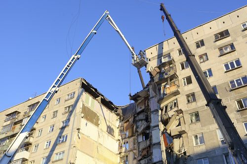 The 10-storey building in Magnitogorsk, Russia partially collapsed when an internal explosion ripped through it.