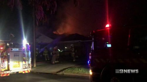 An electricity fault sparked an out-of-control house fire overnight in Adelaide's north. Picture: 9NEWS.