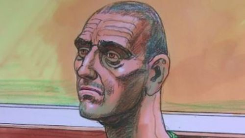 An illustration of carjacker Sam Chehade in court today. (Picture: supplied)
